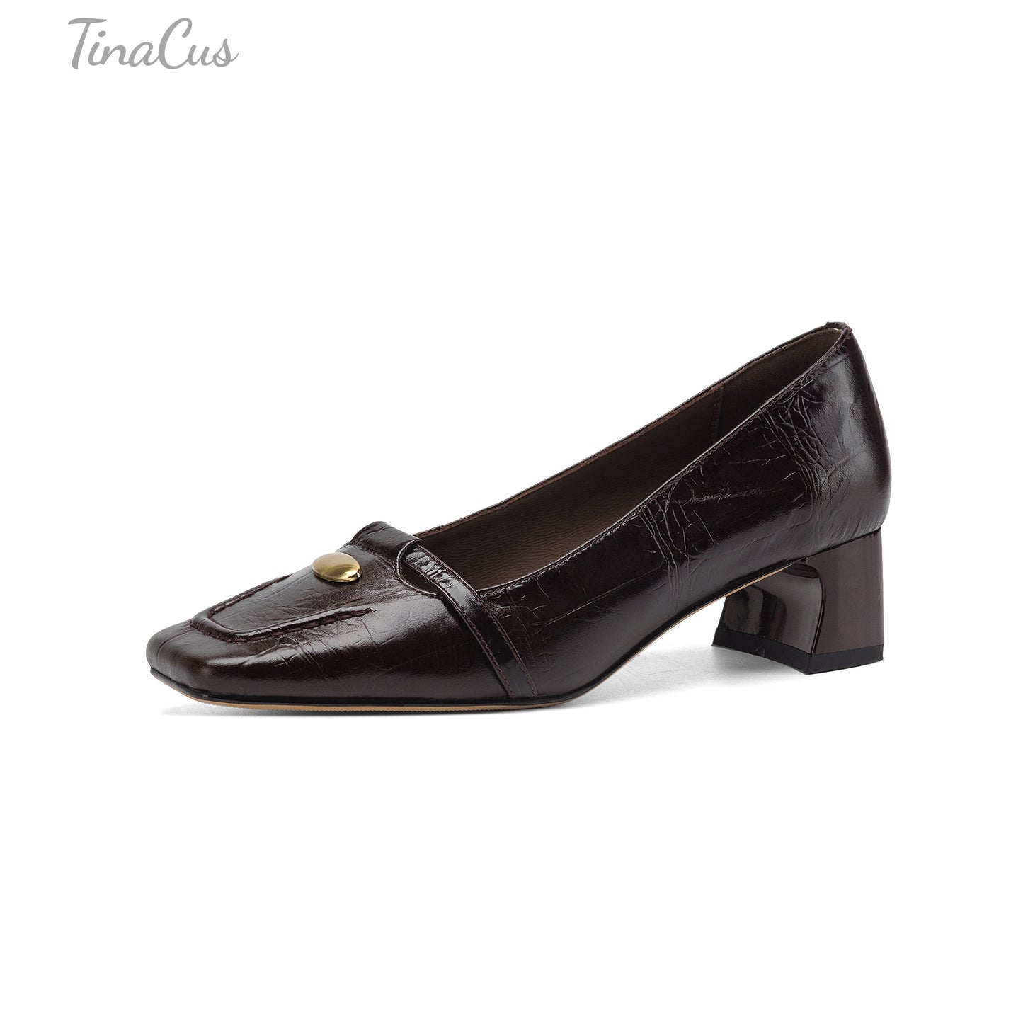 TinaCus Women's Genuine Leather Square Toe Loafers