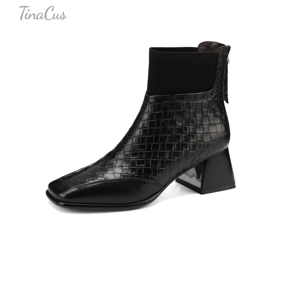 TinaCus Damen-Stiefeletten mit Glitzerschnalle, echtes Leder, handgefertigt, Reißverschluss hinten, Stickerei, Blumen