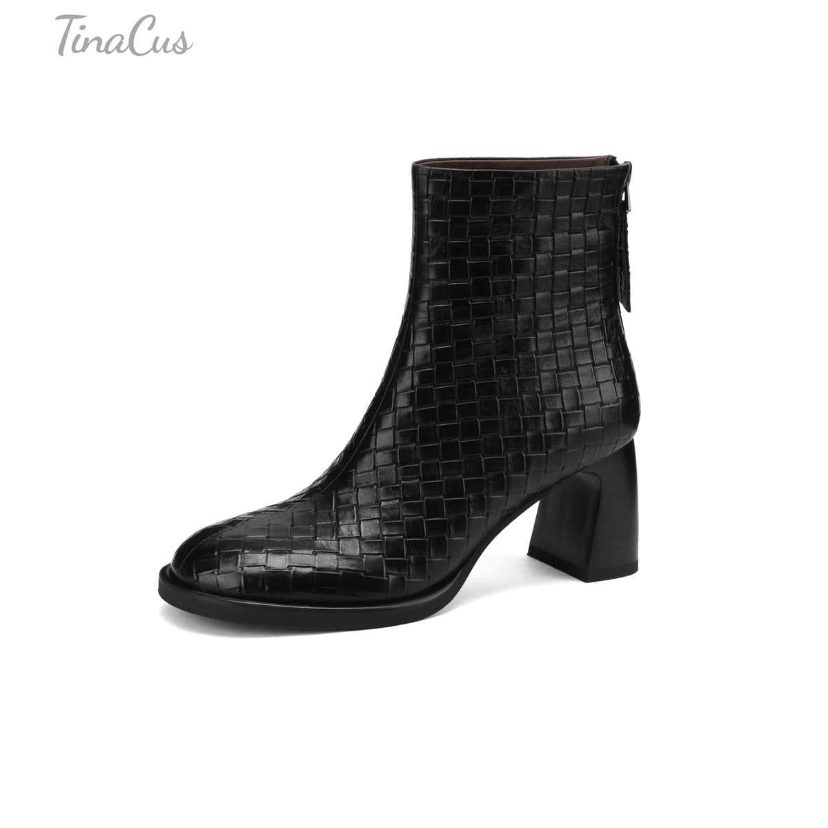 TinaCus Damen-Stiefeletten mit Glitzerschnalle, echtes Leder, handgefertigt, Reißverschluss hinten, Stickerei, Blumen