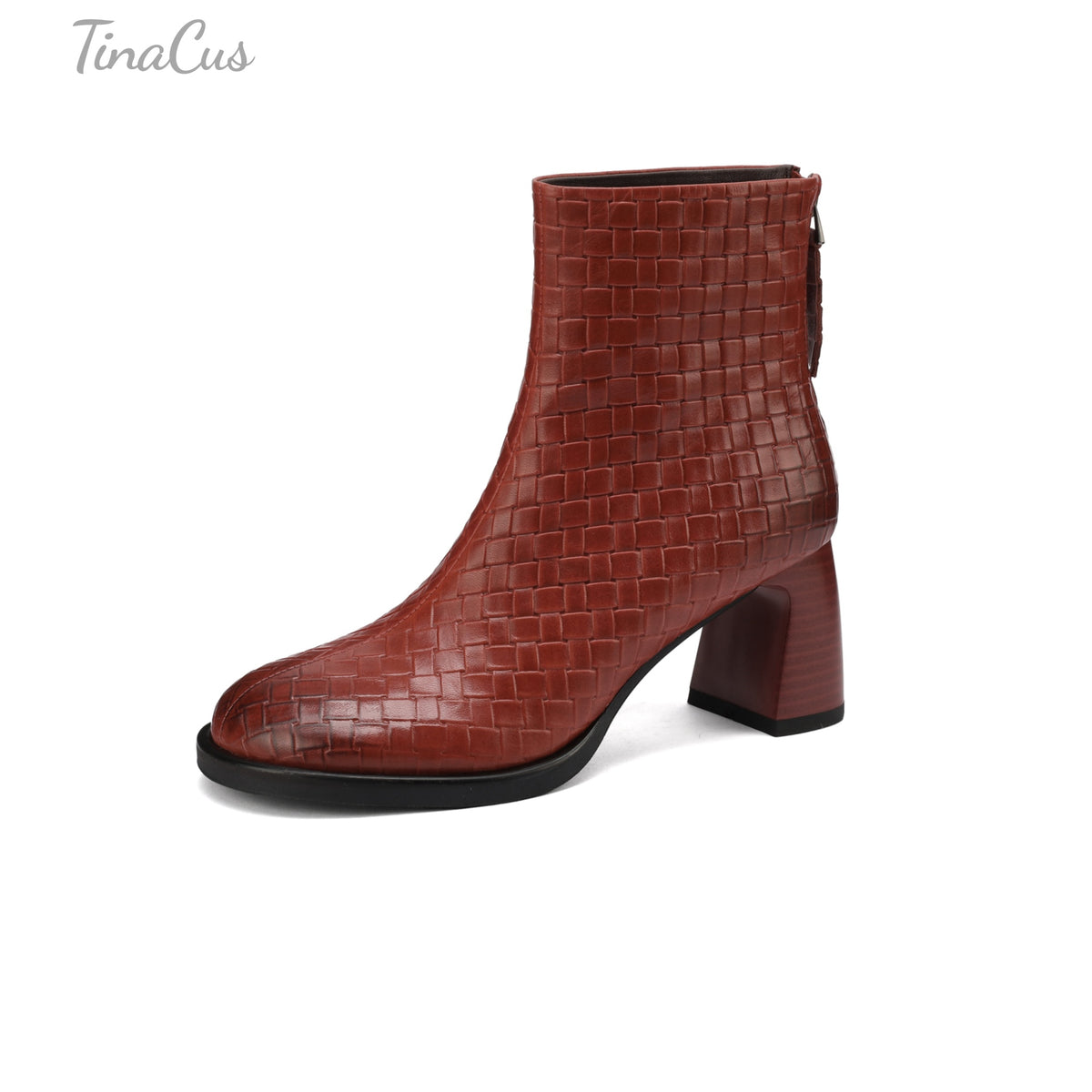 TinaCus Damen-Stiefeletten mit Glitzerschnalle, echtes Leder, handgefertigt, Reißverschluss hinten, Stickerei, Blumen