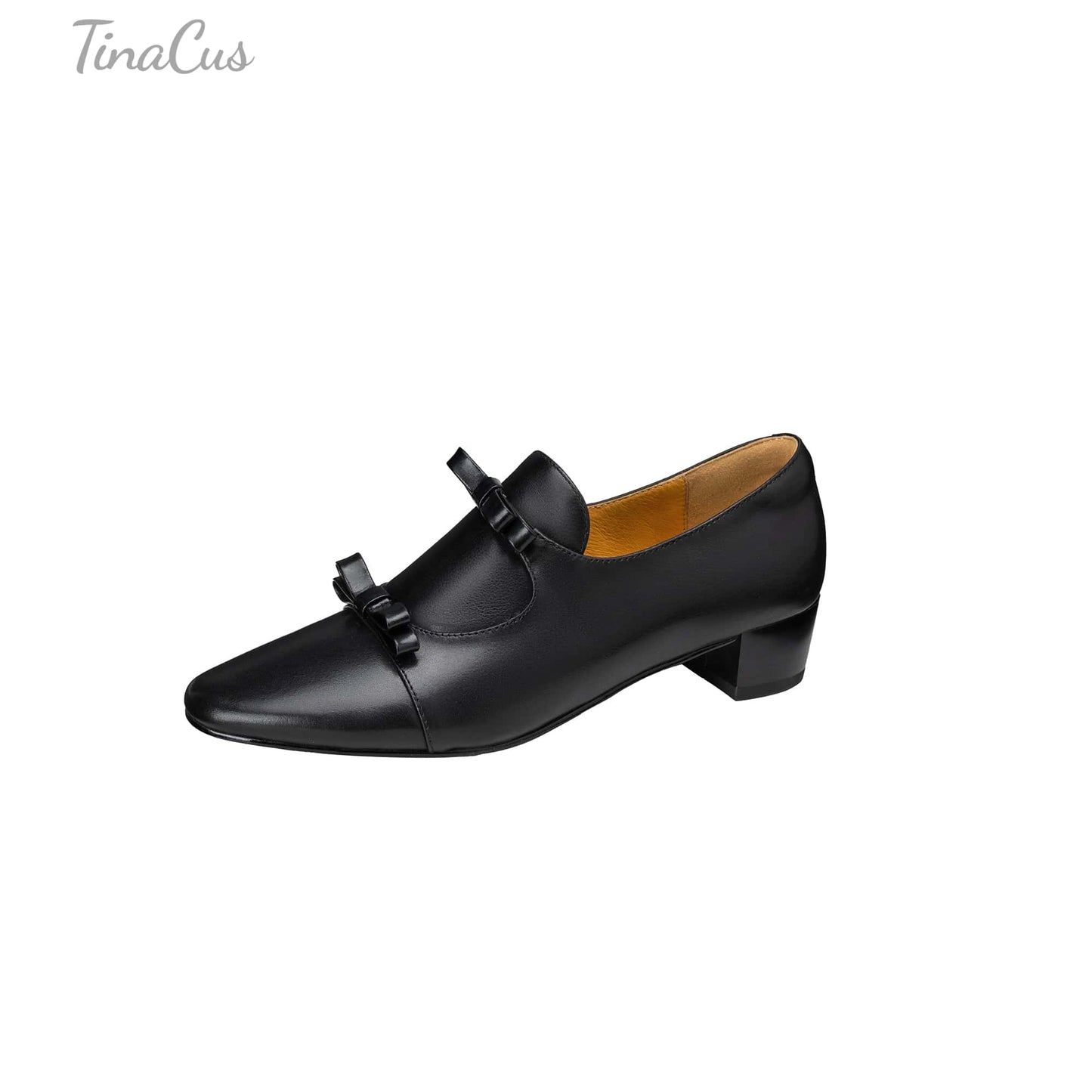 TinaCus Handmade Women's Genuine Leather Round Toe Double Bowknots Classic Loafer Shoes