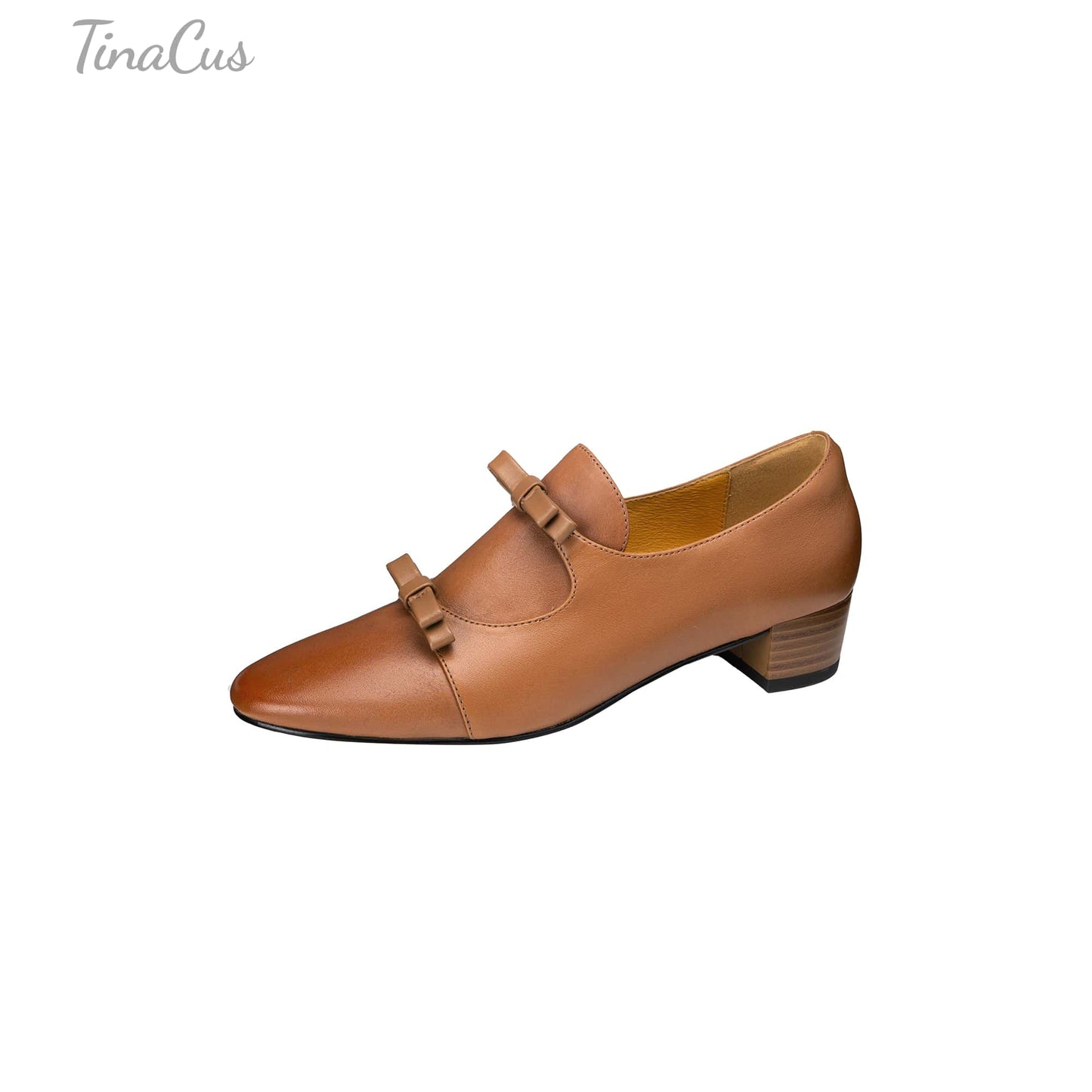 TinaCus Handmade Women's Genuine Leather Round Toe Double Bowknots Classic Loafer Shoes