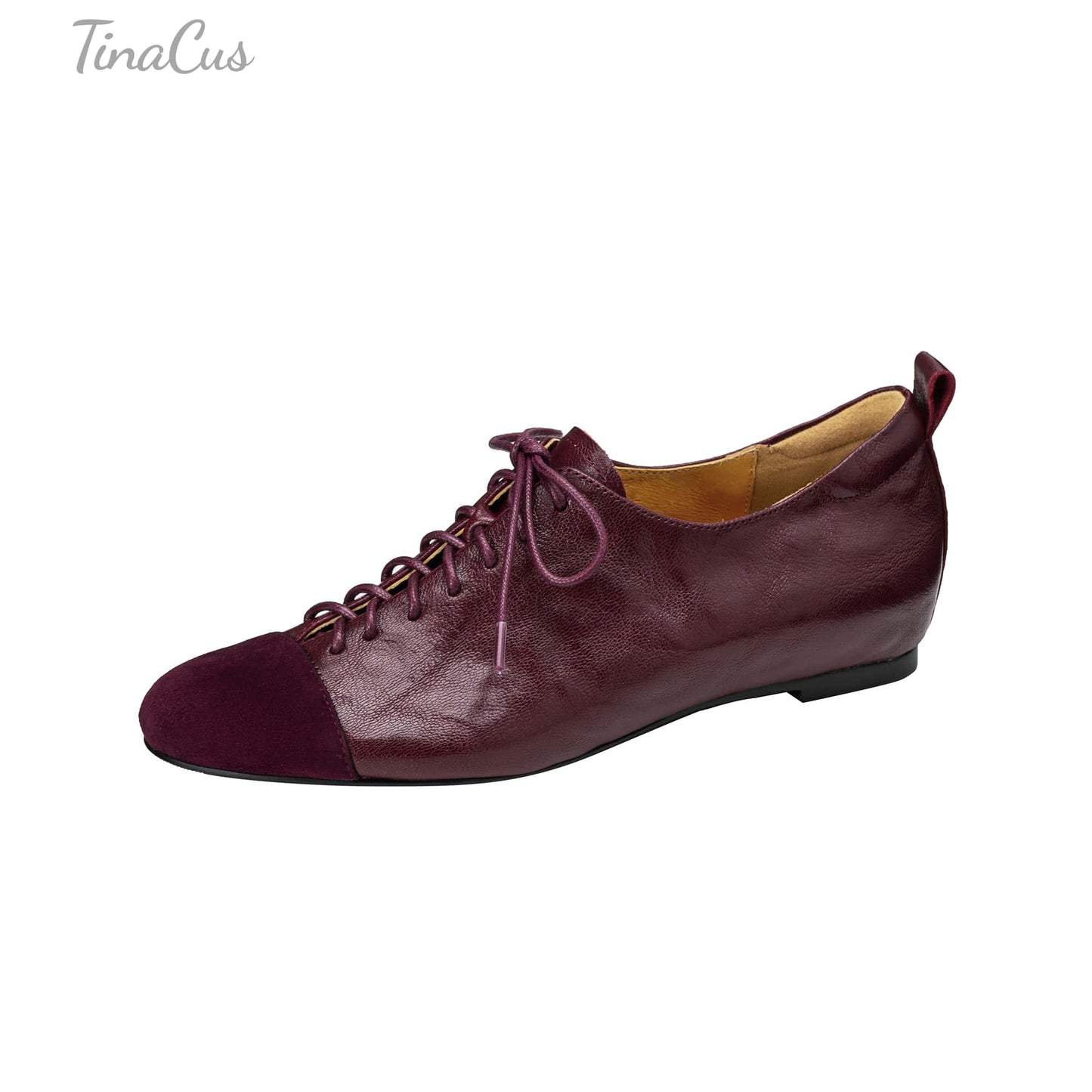 TinaCus Handmade Women's Genuine Leather Round Toe Lace-up Office Oxford Flats
