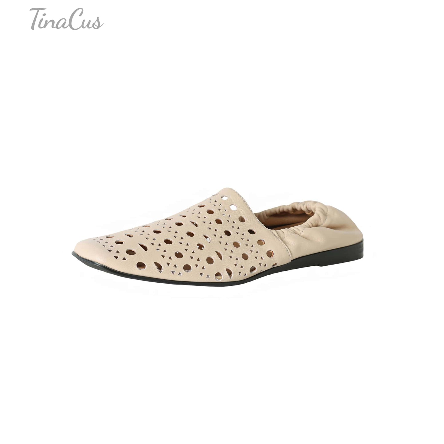 TinaCus Handmade Women's Genuine Leather Soft Square Toe Hollow-Out Slip on Casual Shoes Loafer Flats