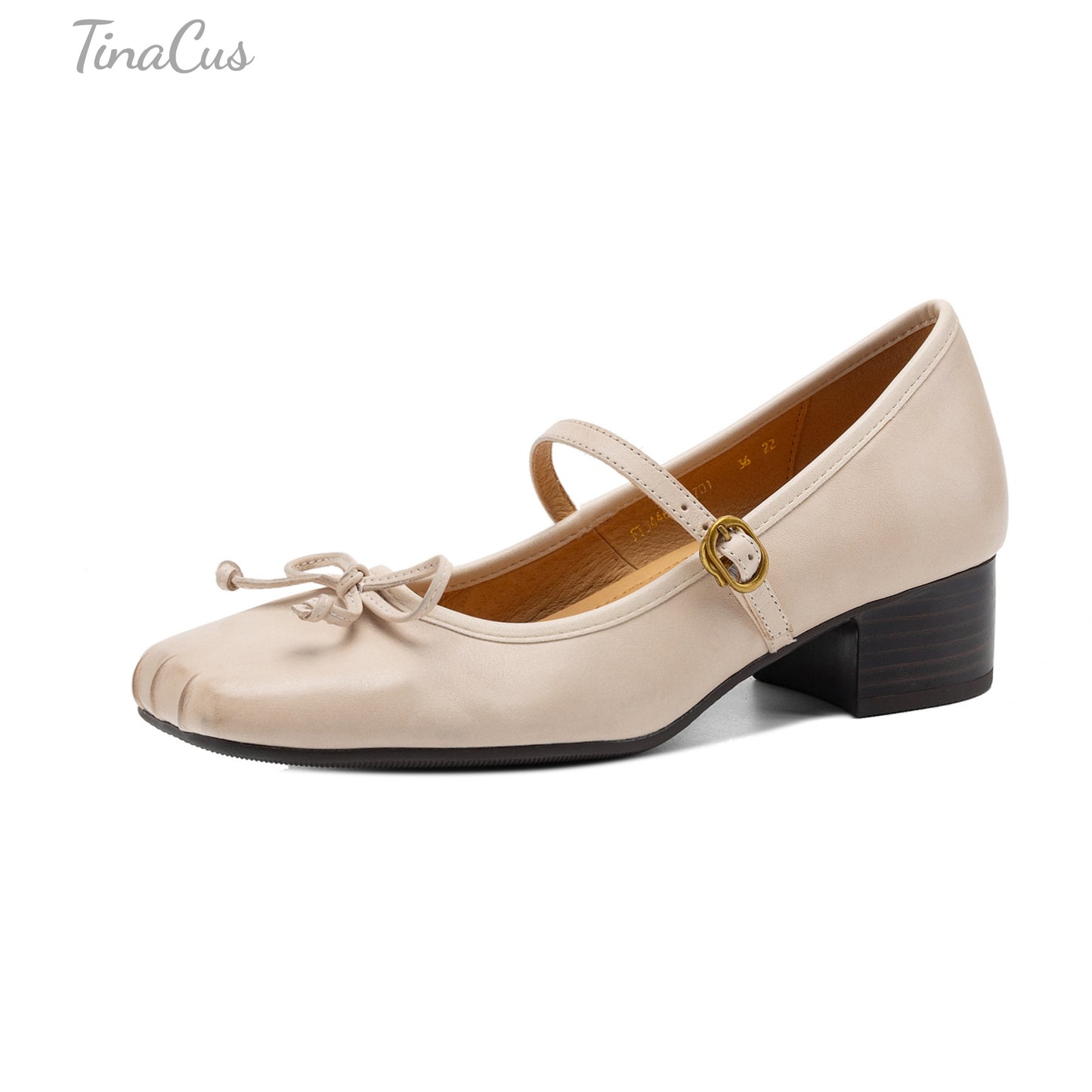 TinaCus Women’s Cute Bowtie Block Heel Mary Jane Pumps