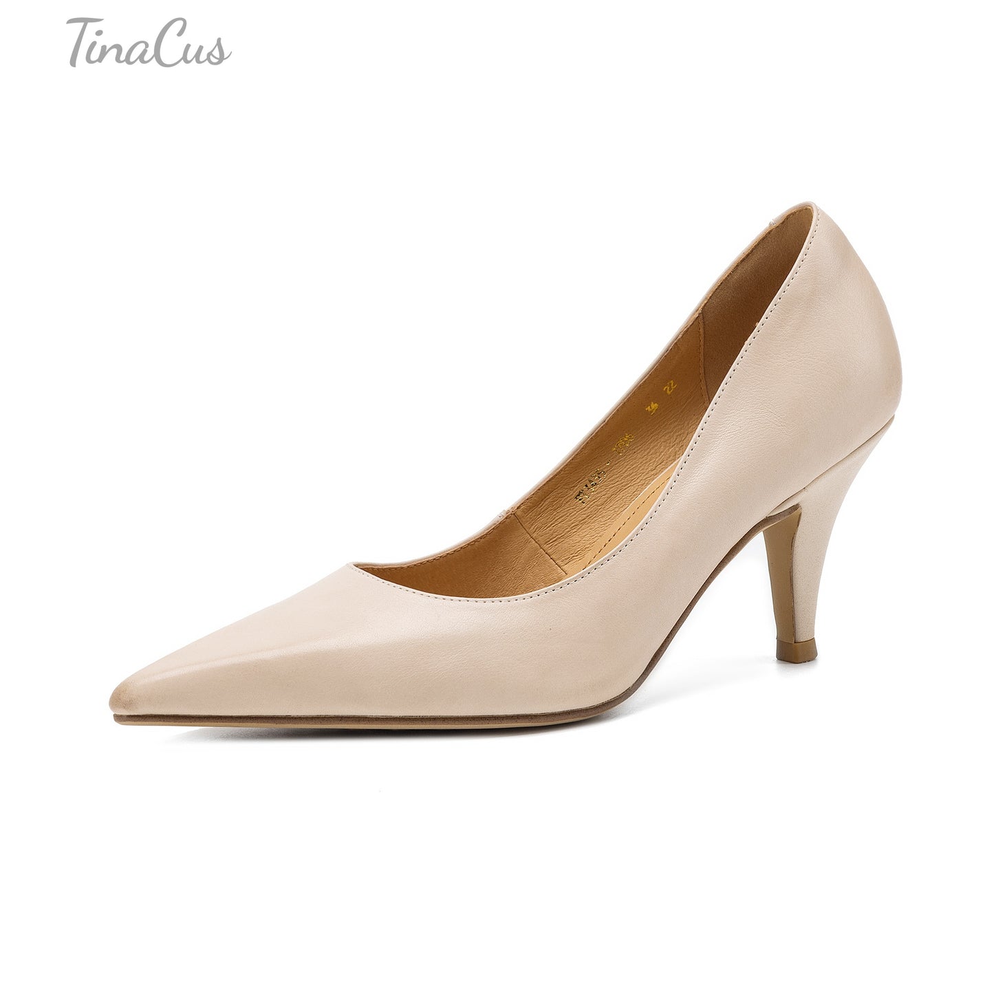 TinaCus Classic Pointed Toe Women's Genuine Leather Handmade Stiletto Mid Heel Slip On Dress Pumps Shoes
