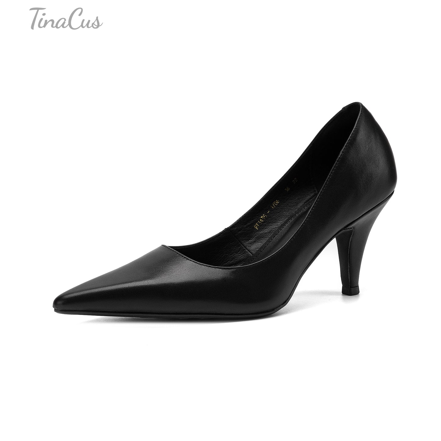 TinaCus Classic Pointed Toe Women's Genuine Leather Handmade Stiletto Mid Heel Slip On Dress Pumps Shoes