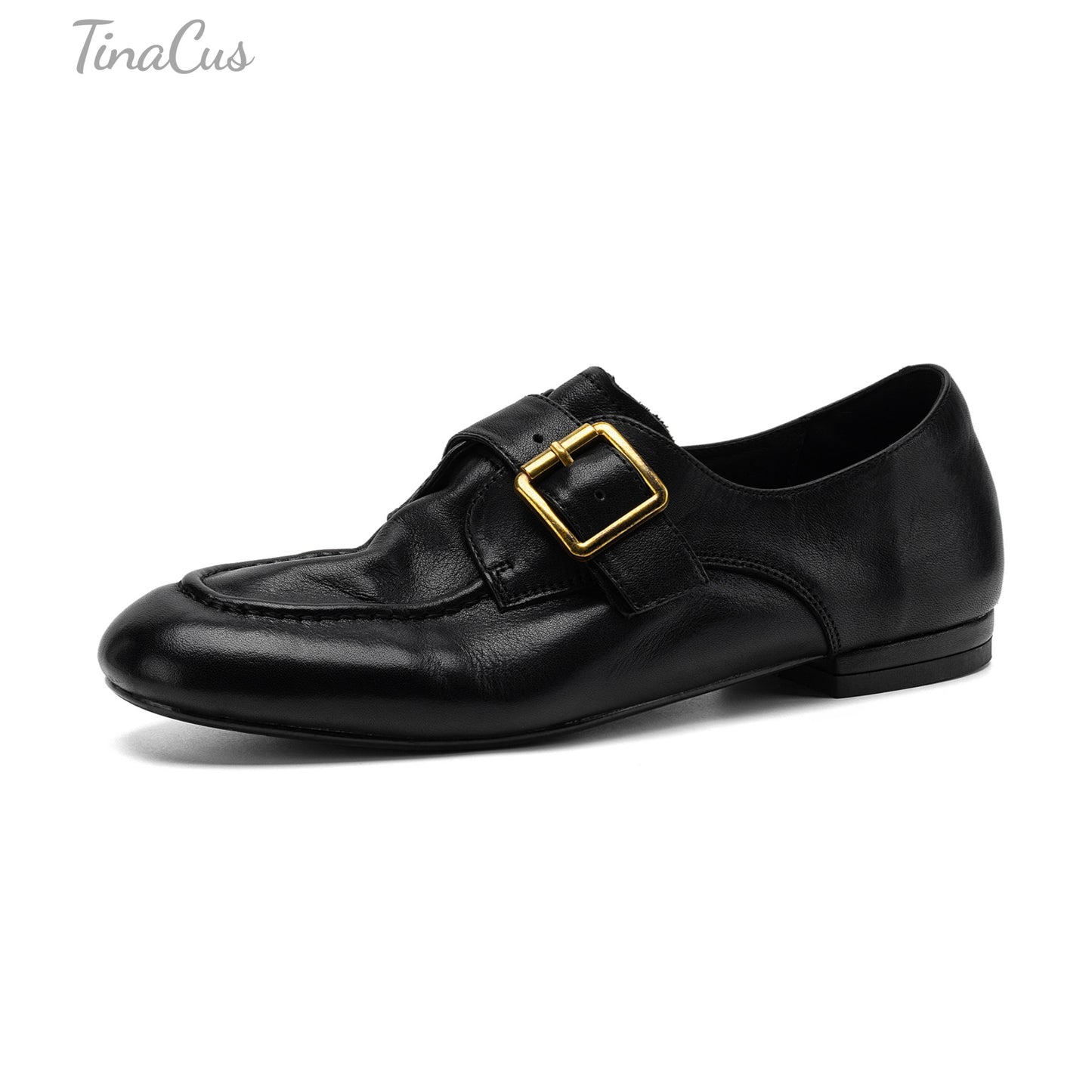 TinaCus Women's Round Toe Genuine Leather Flat Loafers