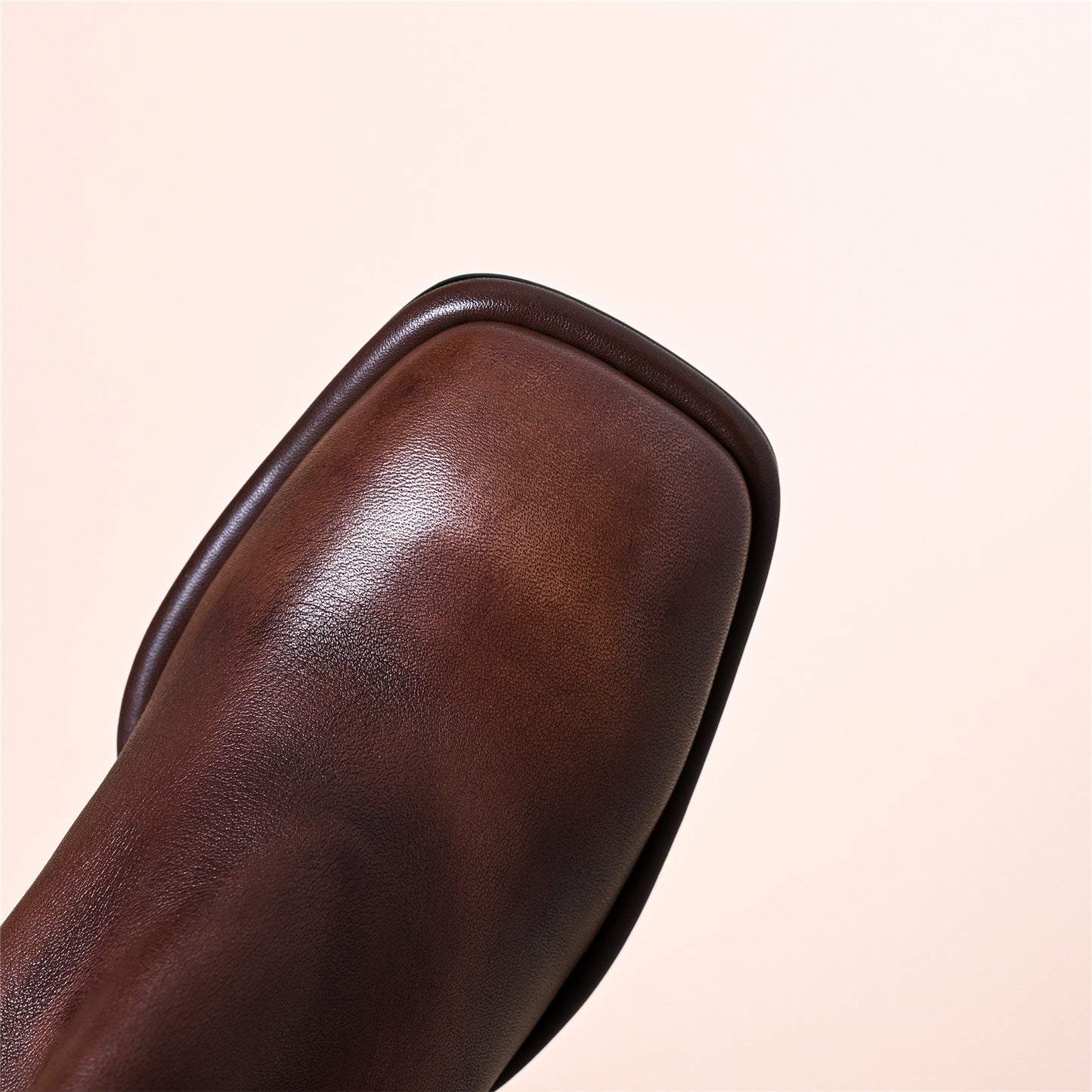 TinaCus Women's Genuine Leather Handmade Block Heel Back Zipper Ankle Boots