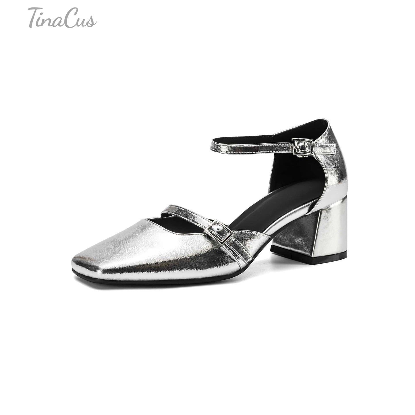 TinaCus Women's Closed Toe Sandals Genuine Leather Handmade Ankle Buckle Straps Dressy Mary Jane Shoes