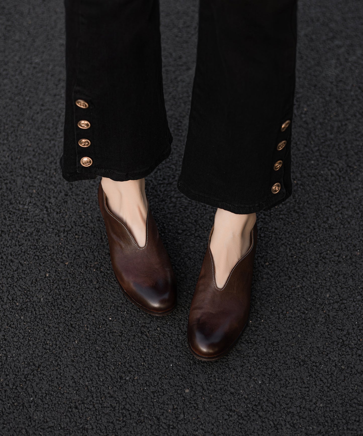 TinaCus Handmade Women's Genuine Leather Classic Slip On V-Cut Round Toe Loafer Flats Shoes