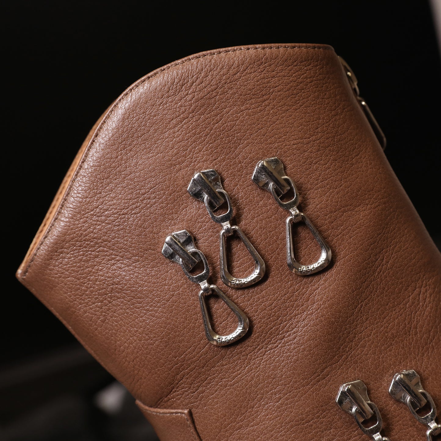 TinaCus Women's Genuine Leather Handmade Closed Pointed Toe Block Heel Zip Up Western Mid Calf Boots