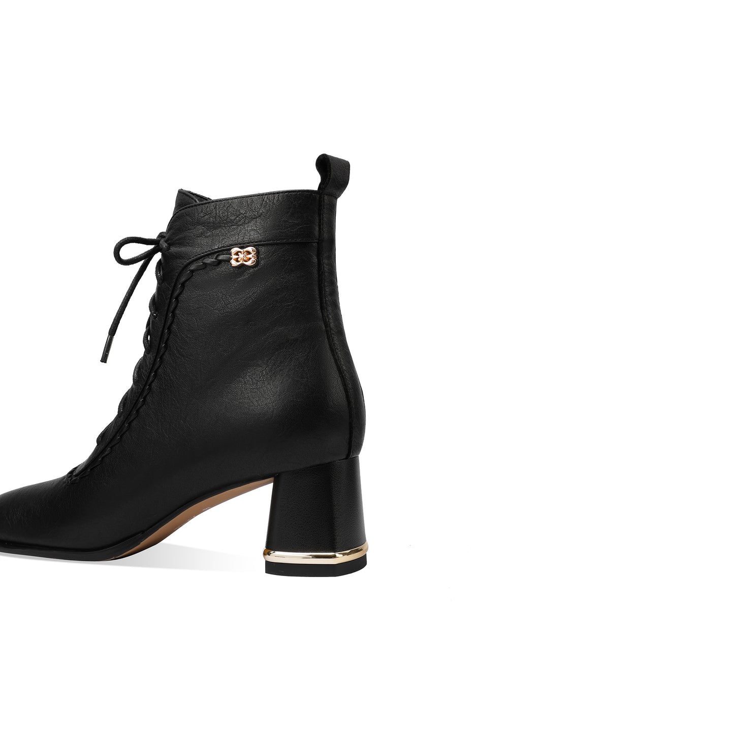 TinaCus Women's Leather Combat Ankle Boots Handmade Side Zipper Lace-up Chunky Heel Heeled Booties