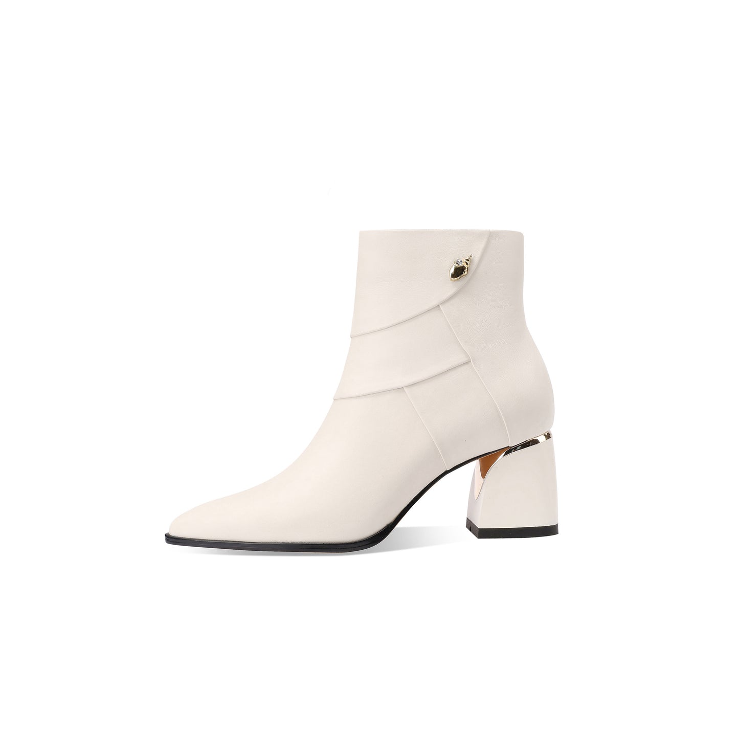 TinaCus Women's Handmade Ankle Boots Genuine Leather Patchwork Pointed Toe Side Zipper Block Heel Short Booties