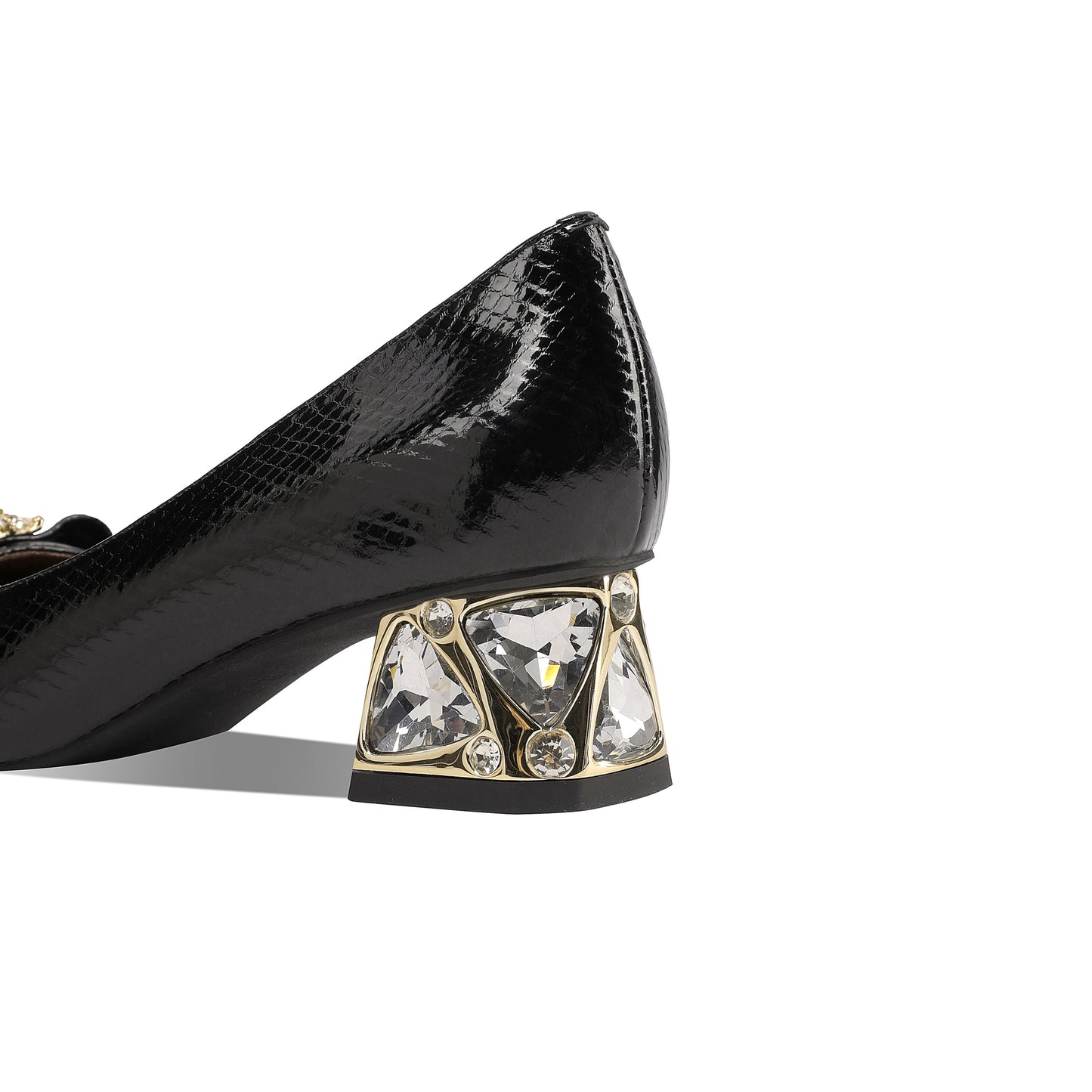 TinaCus Women's Square Toe Handmade Crystal Heels Genuine Leather Slip on Chic Loafers Shoes