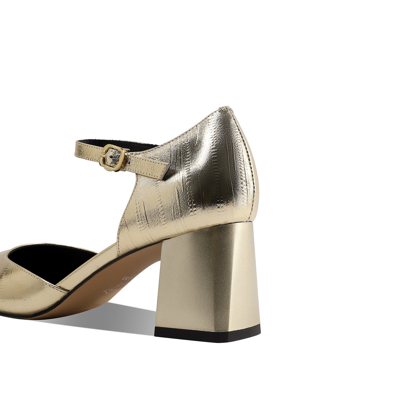 TinaCus Genuine Leather Women's Square Toe Handmade Ankle Strap Buckle Mid Chunky Heels Pumps Shoes