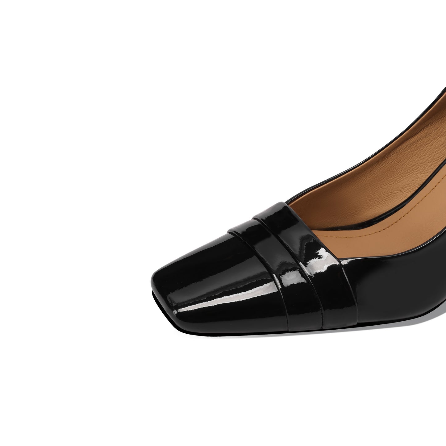 TinaCus Patent Leather Women's Square Toe Handmade Spool High Heels Office Lady Pumps Shoes