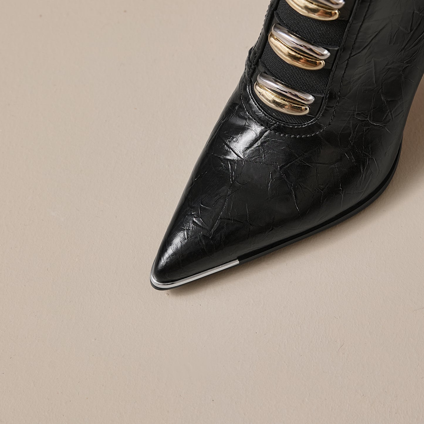 TinaCus Handmade High Heels Ankle Boots Women's Pointed Toe Genuine Leather Back Zip up Chic Booties