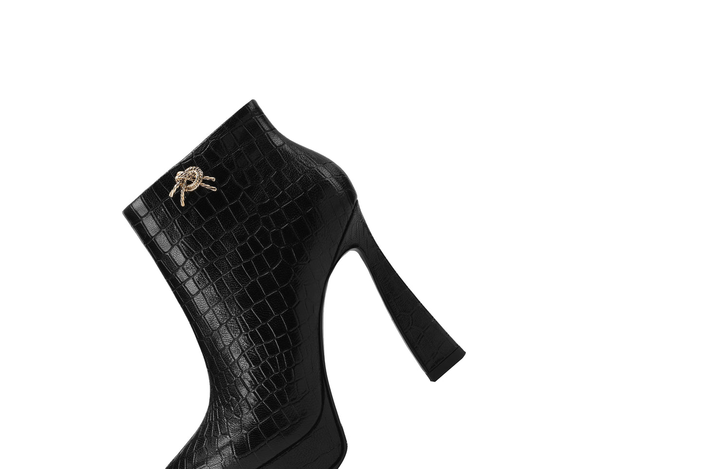 TinaCus Platform High Heels Ankle Boots Embossed Genuine Leather Women's Pointed Toe Handmade Booties with Zipper