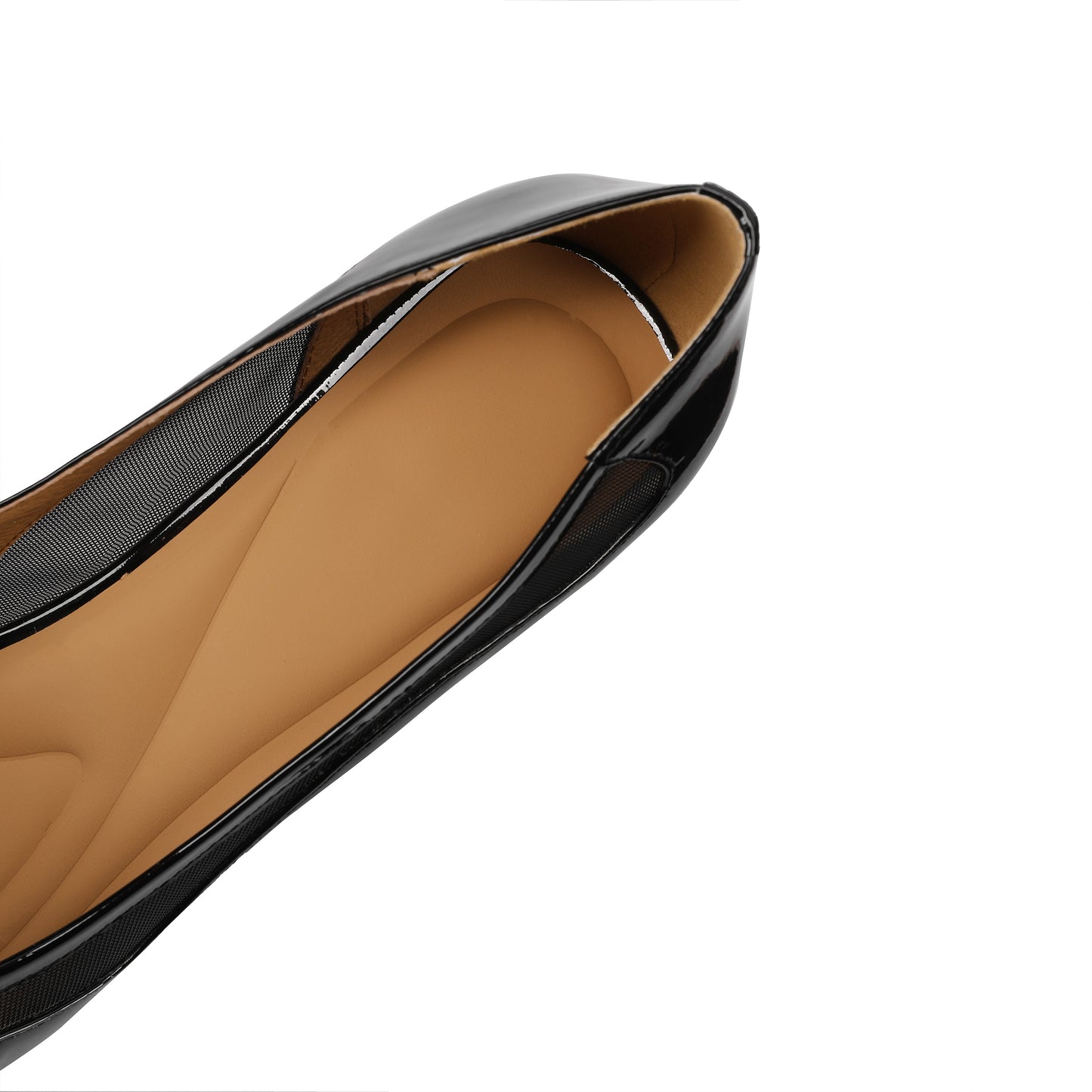 TinaCus Patent Leather & Mesh Women's Pointed Toe Handmade Mid Heels Elegant Pumps Shoes