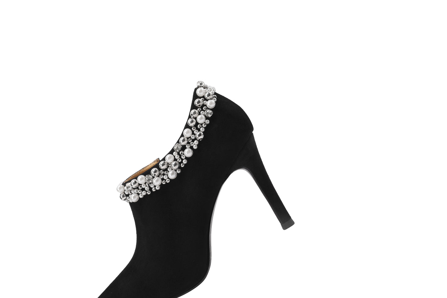 TinaCus Women's Suede Leather Pumps Handmade Pointded Toe Rhinestones Side Zip Stiletto Heels Wedding Party
