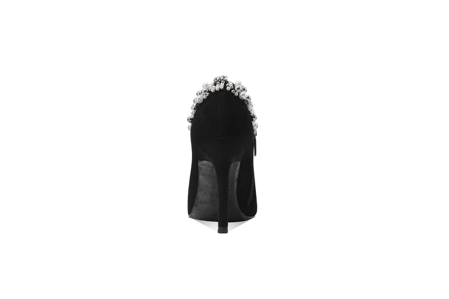 TinaCus Women's Suede Leather Pumps Handmade Pointded Toe Rhinestones Side Zip Stiletto Heels Wedding Party