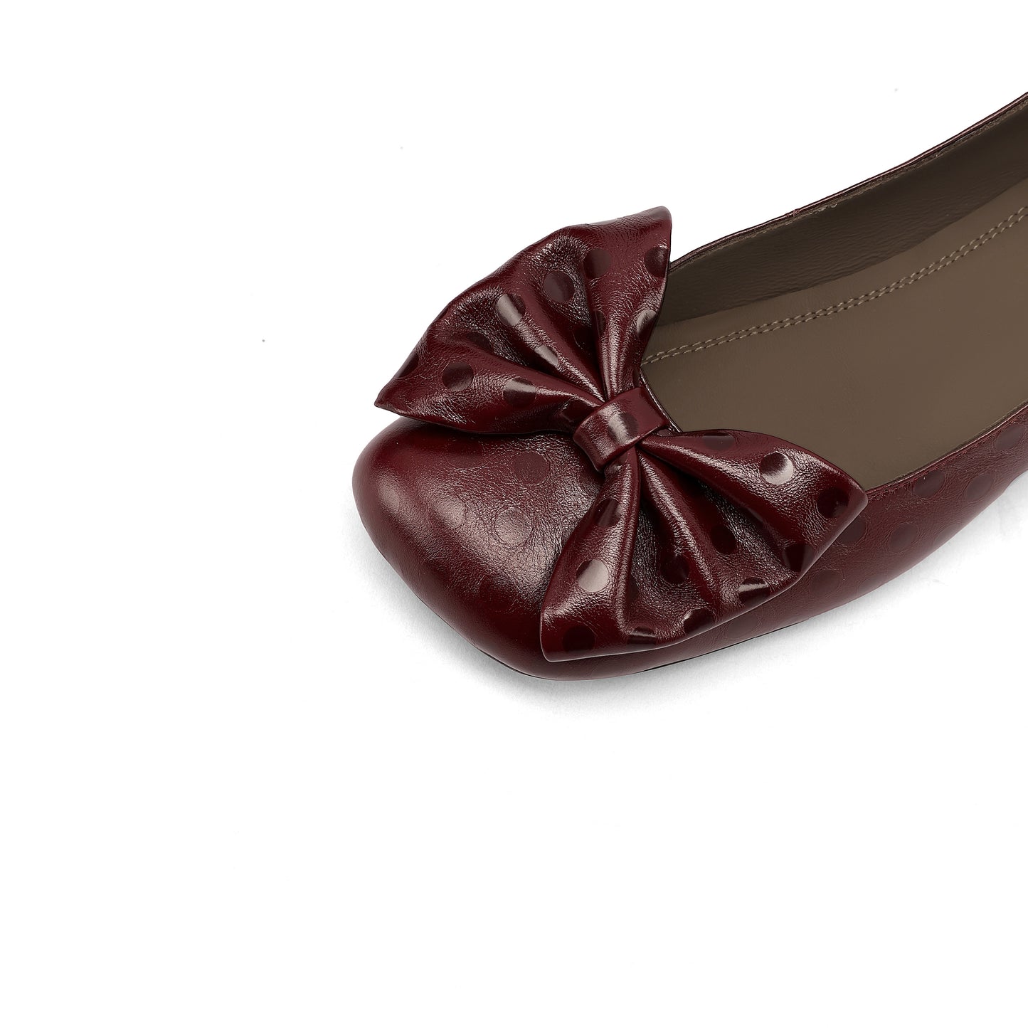 TinaCus Women's Polka Dot Genuine Leather Handmade Square Toe Low Block Heel Slip On Cute Bow Loafers