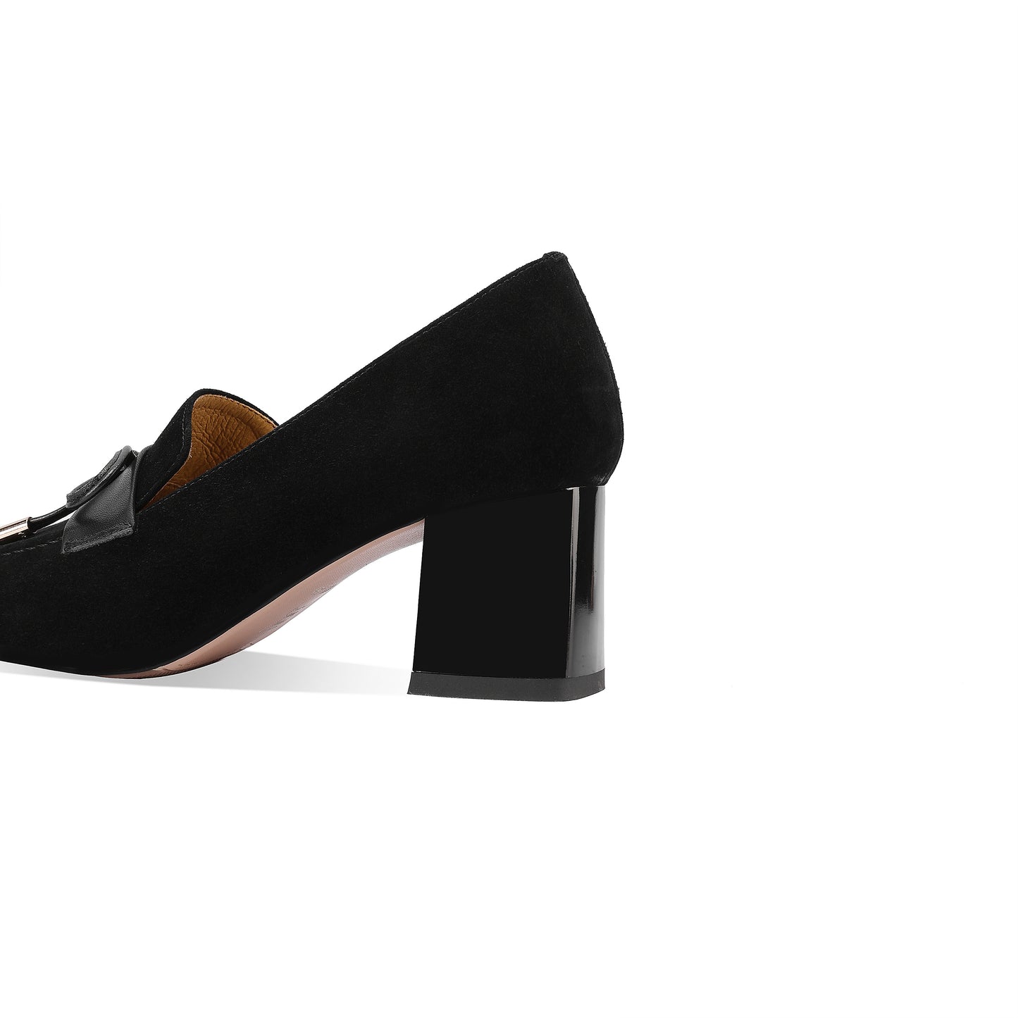 TinaCus Handmade Women's Suede Leather Comfy Slip On Square Toe Block Heel Office Loafers Shoes