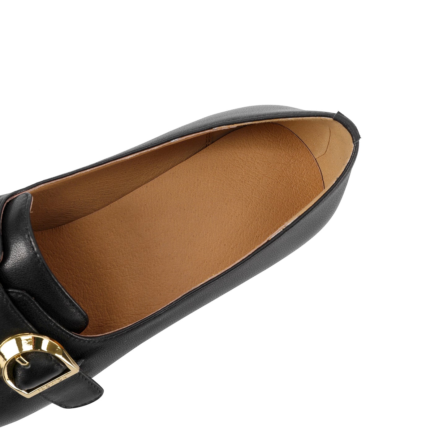 TinaCus Women's Square Toe Genuine Leather Mid Chunky Heels Loafers Shoes with Handmade Strap Buckle