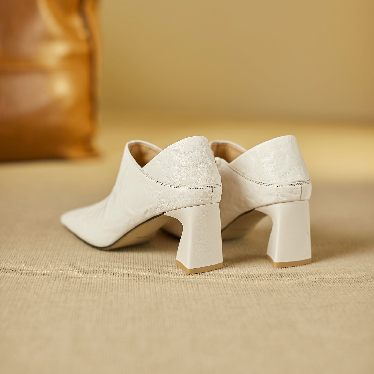 TinaCus Handmade Women's Genuine Leather Square Toe V-Cut Side Zipper Mid Block Heel Loafers Shoes