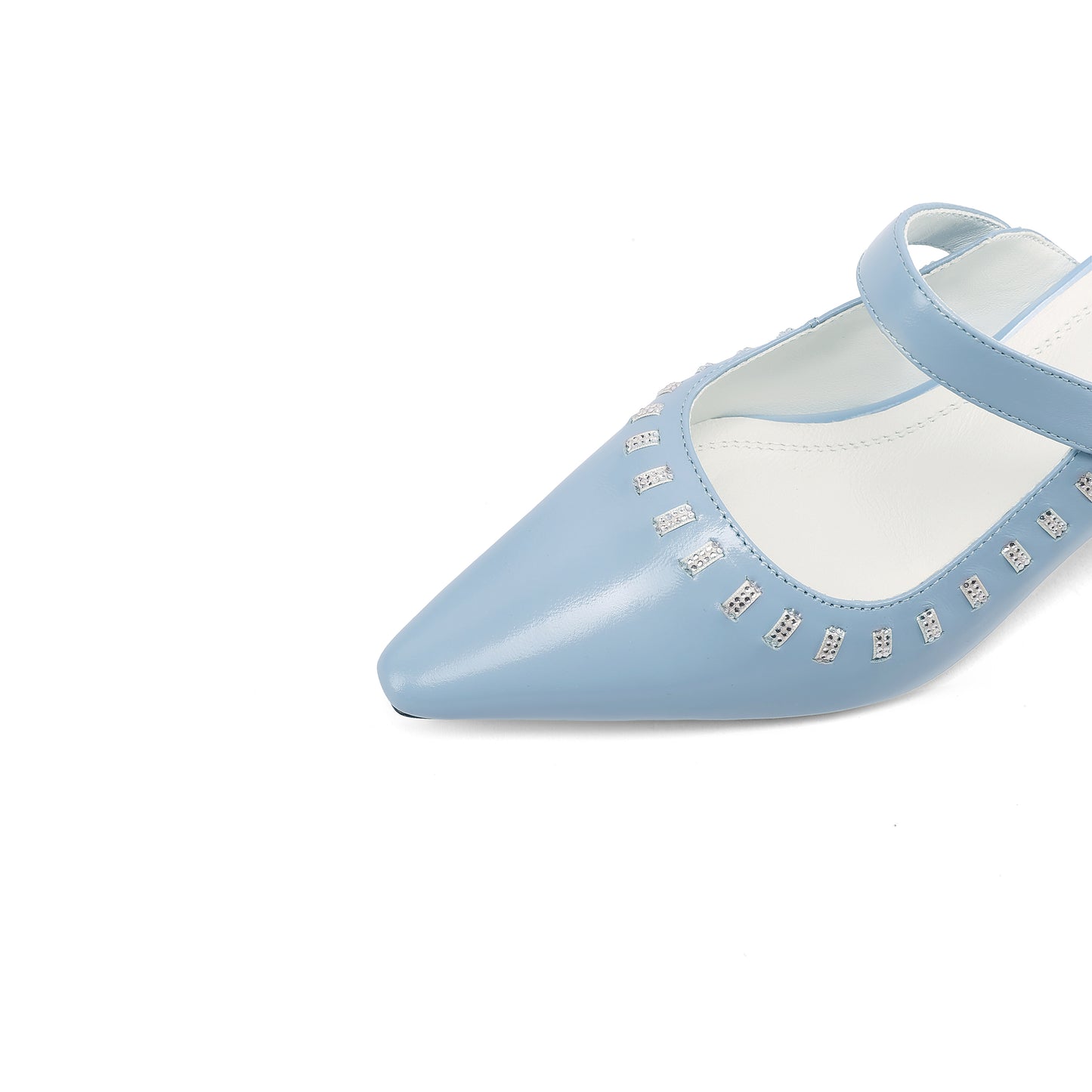 TinaCus Genuine Leather Women's Mules Pointed Toe Handmade Mid Heels Sandals