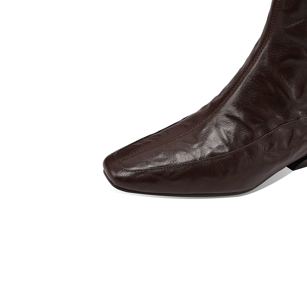 TinaCus Women Square Toe Handmade Low Cuban Heel Zip up Ankle Boots