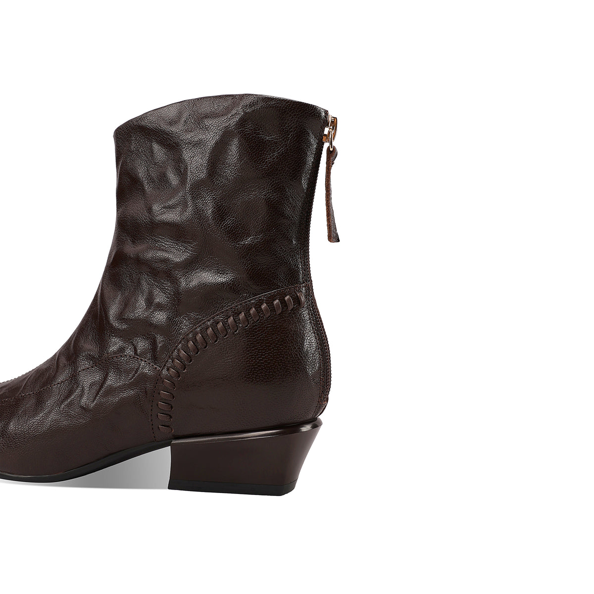 TinaCus Women Square Toe Handmade Low Cuban Heel Zip up Ankle Boots