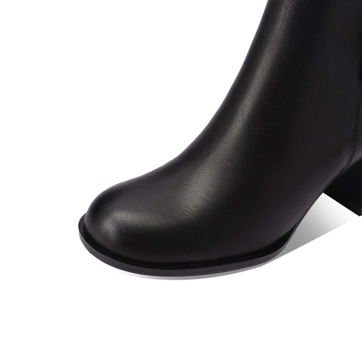 TinaCus Women's Round Toe Zip up Ankle Boots Genuine Leather Handmade Buckle Chunky Heels Booties