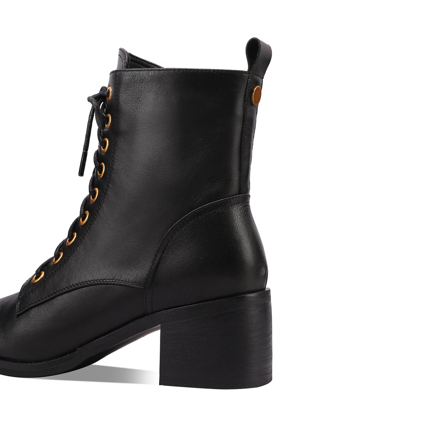 TinaCus Genuine Leather Handmade Short Boots Women's Square Toe Chunky Heels Zipper & Selftie Booties