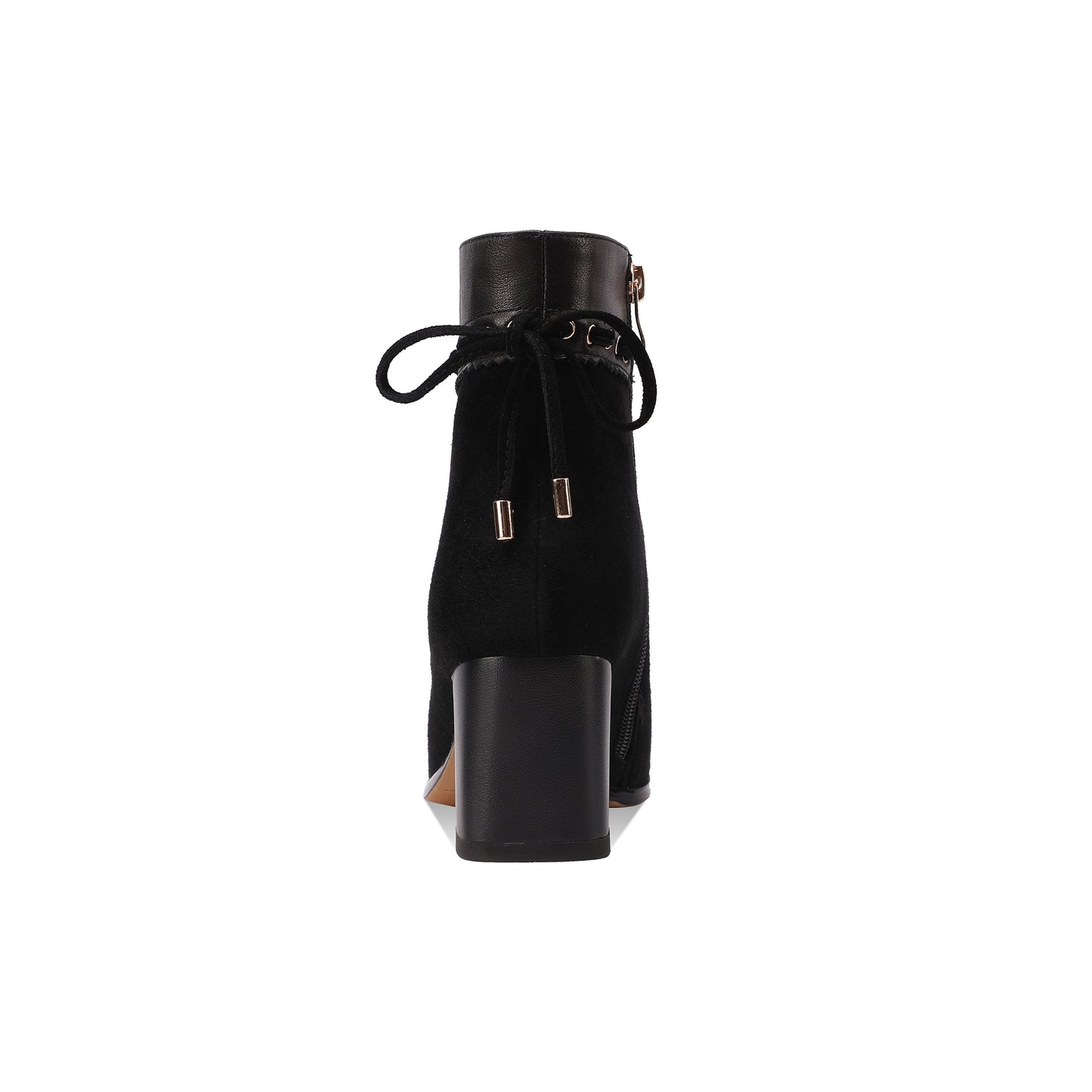 TinaCus Zipper with Lace up Ankle Boots Women's Square Toe Suede & Genuine Leather Mid Chunky Heels Handmade Booties