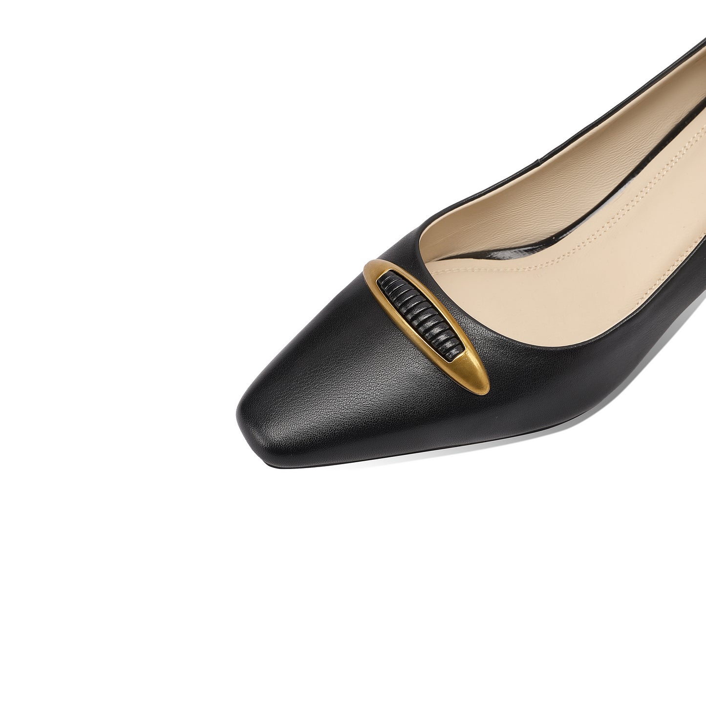 TinaCus Genuine Leather Women's Pointed Toe Handmade Chunky Heels Slip on Stylish Pumps Shoes