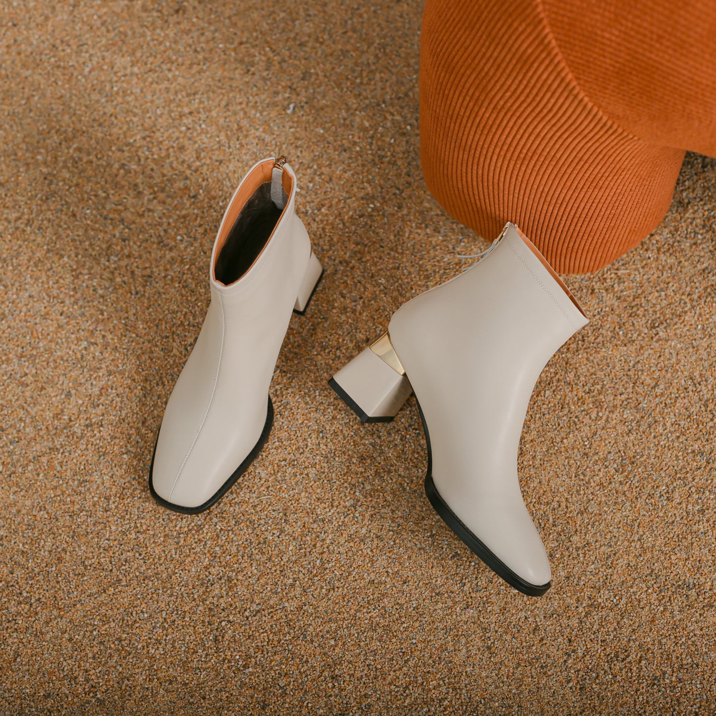 TinaCus Women's Genuine Leather Handmade Mid Block Heel Back Zip Up Ankle Boots