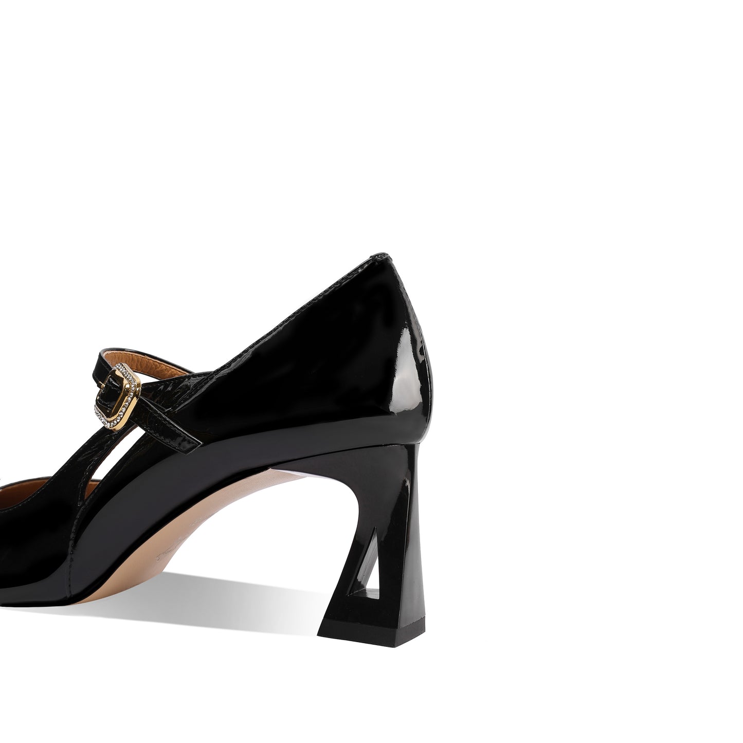 TinaCus Handmade Women's Patent Leather Hollow-Out Pointed Toe Buckle Strap Office Pumps Shoes