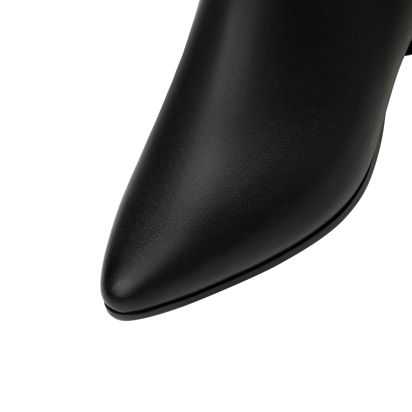 TinaCus Women's Leather Ankle Booties Handmade Sequins Side Zipper Pointed Toe Chunky Heel