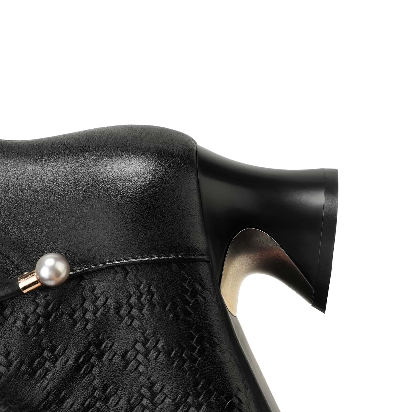 TinaCus Women's Leather Ankle Booties Handmade Embossed Side Zipper Pointed Toe Chunky Heel