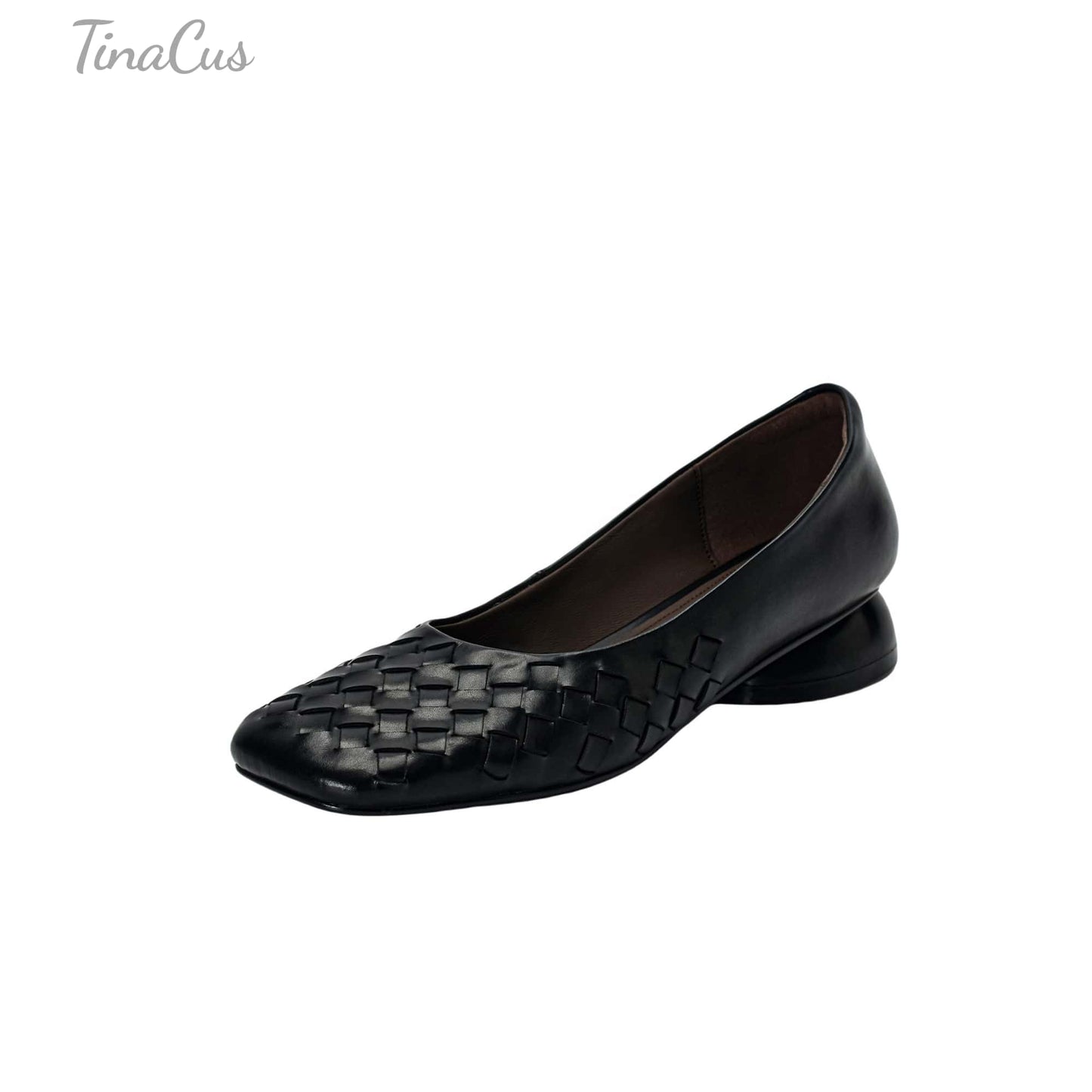TinaCus Women's Genuine Leather Comfortable Weave Square Toe Slip On Casual Flats Dressy Shoes