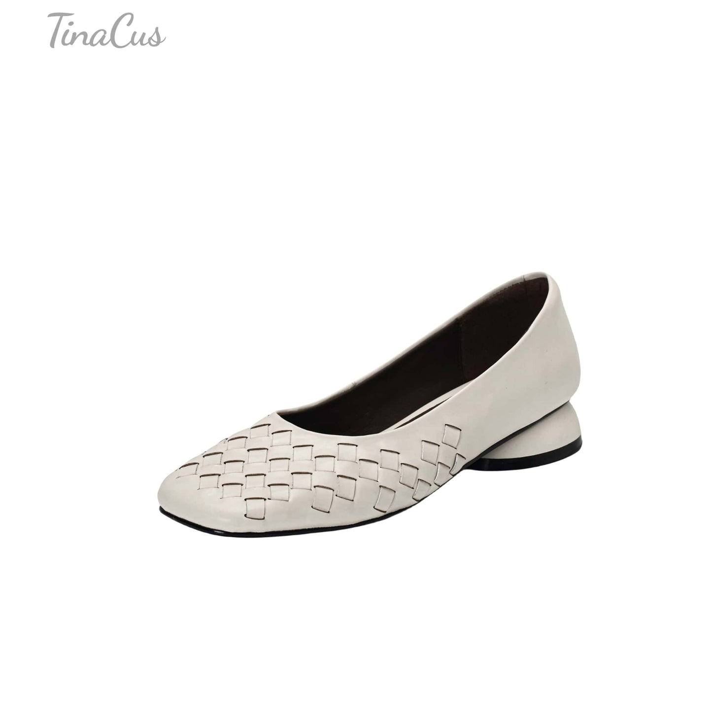 TinaCus Women's Genuine Leather Comfortable Weave Square Toe Slip On Casual Flats Dressy Shoes