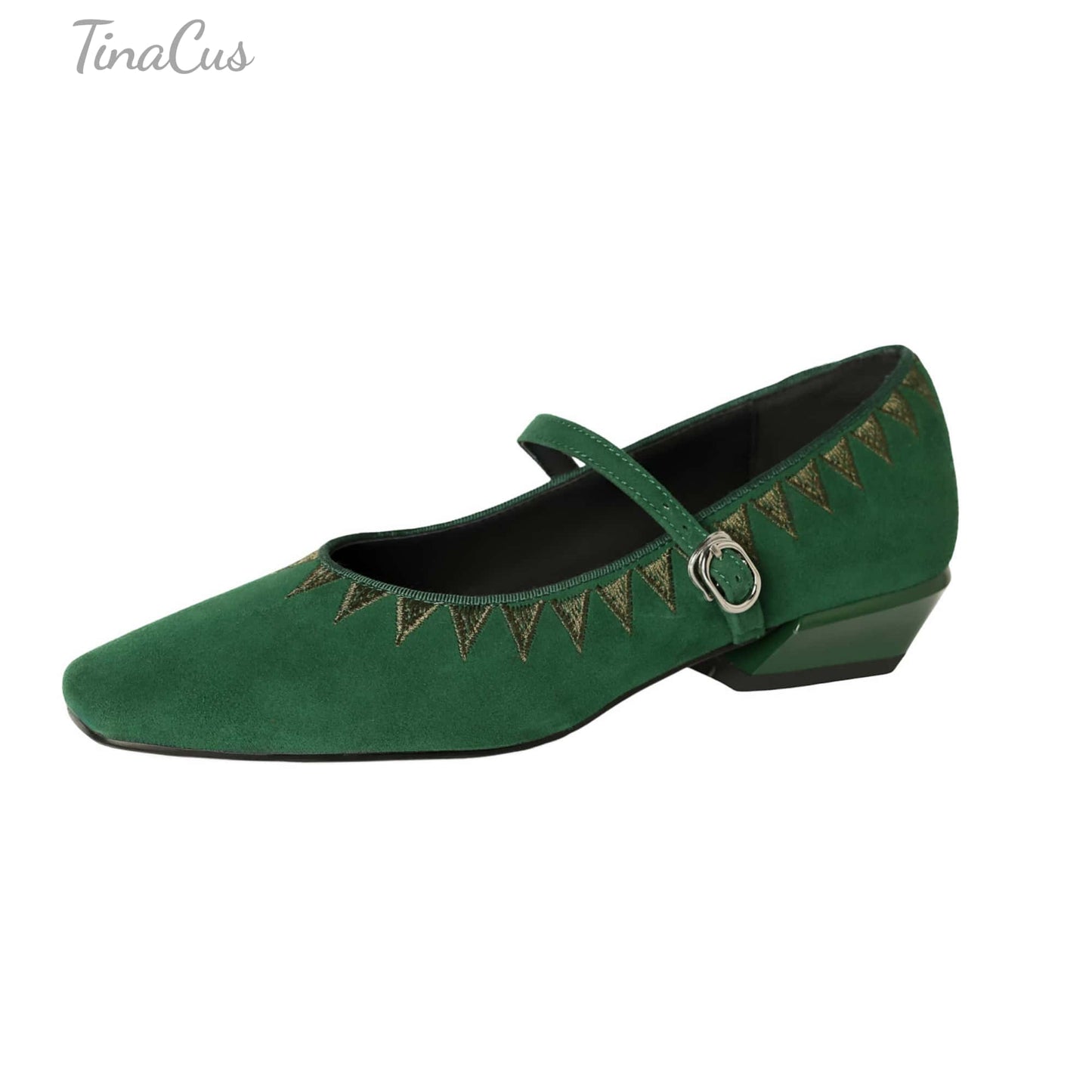 TinaCus Women's Suede Leather Mary Jane Shoes Handmade Square Toe Dress Flats Office Casual