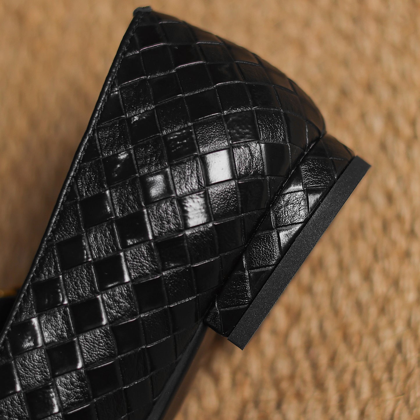 TinaCus Handmade Women's Genuine Leather Weave Buckle Square Toe Mary Jane Flats