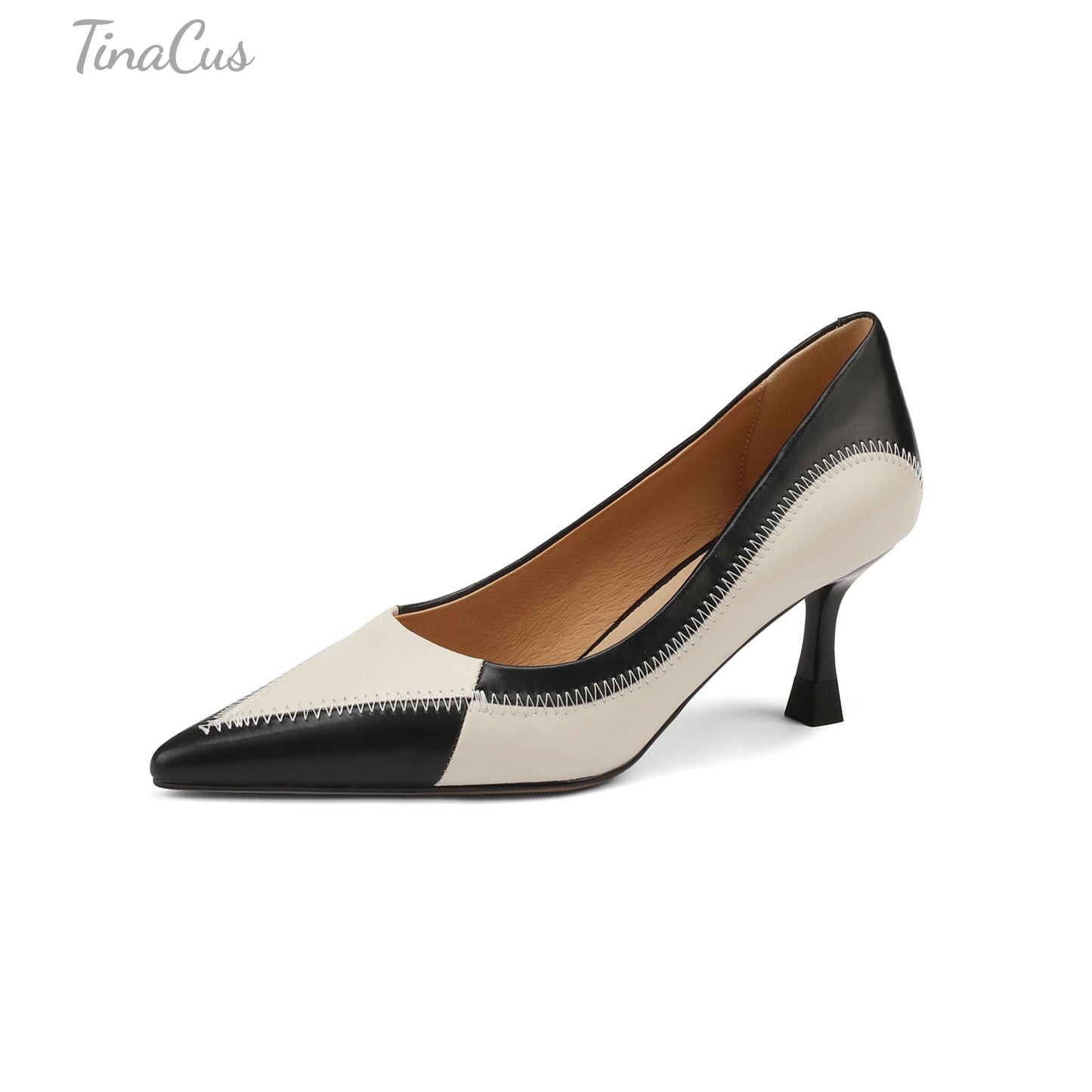 TinaCus Women's Pointed Toe Multicolor Genuine Leather Handmade Stiletto Mid Heel Trendy Pumps Shoes