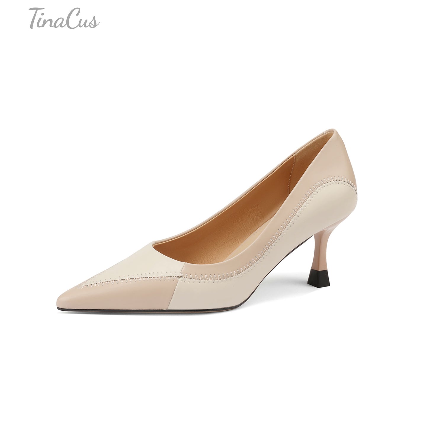 TinaCus Women's Pointed Toe Multicolor Genuine Leather Handmade Stiletto Mid Heel Trendy Pumps Shoes