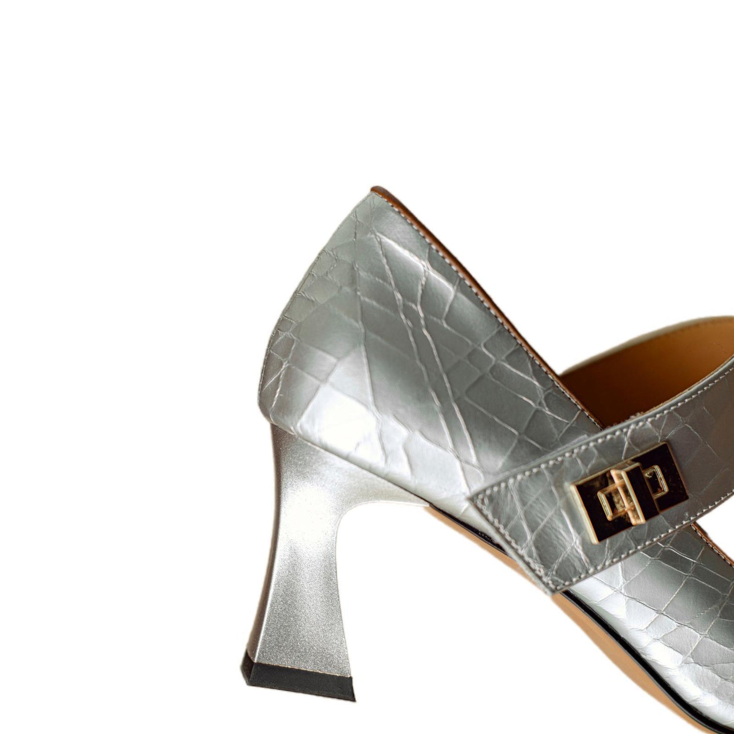 TinaCus Women's Genuine Leather Pointed Toe Crackled Printing Handmade Mary Jane Pumps