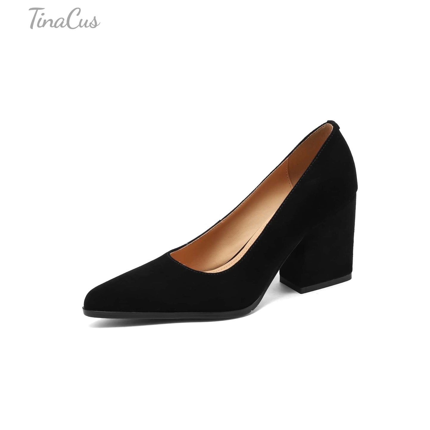 TinaCus Handmade Women's Genuine Leather Pointed Toe Office Ladies Classic Pumps Shoes