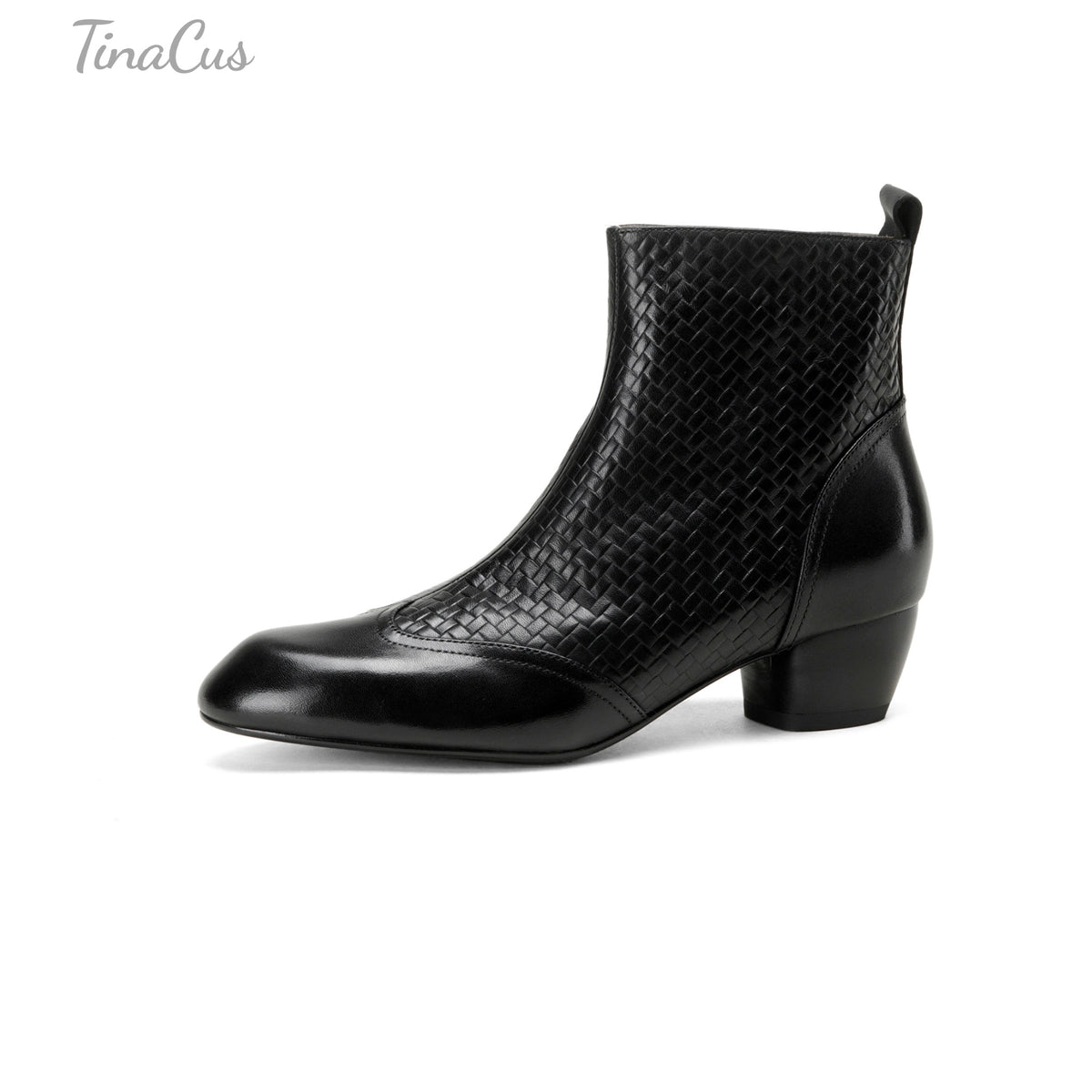 TinaCus Women’s Round Toe Cuban Heel Side Zipper Retro Ankle Booties